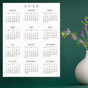 2026 Hele Jaar Thuiskantoor Jaarlijkse Wandkalende Poster