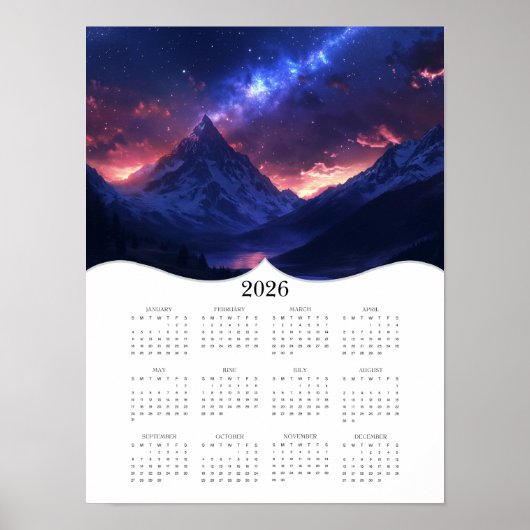 2026 Hemelse Berg Muurkalender Helaas Jaar Poster (Voorkant)
