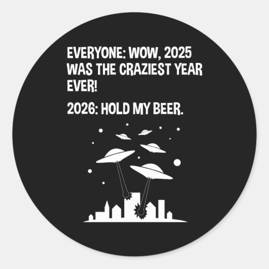 2026 Hold My Beer Ronde Sticker (Voorkant)