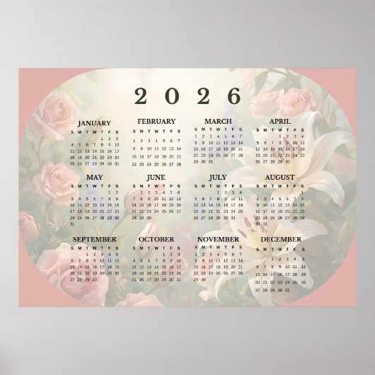 2026 Horizontale Wandkalender Poster (Voorkant)