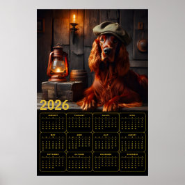2026 Ierse Setter in Groene Baret Landelijke Kalen Poster
