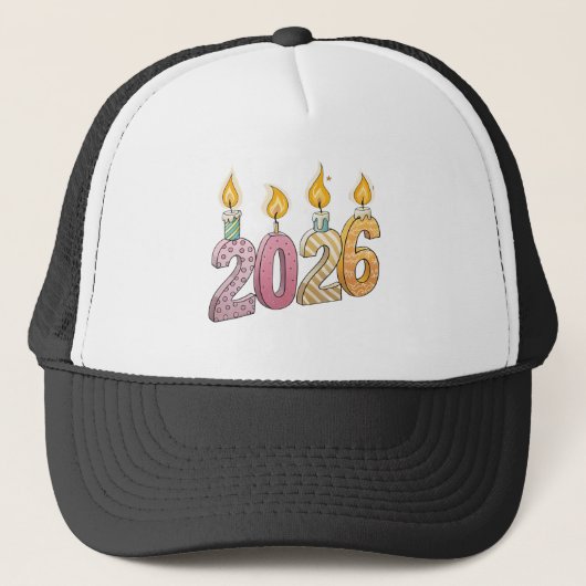 2026 Image Printed above Glowing Candle Flames-Cap Trucker Pet (Voorkant)