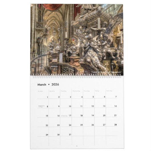 2026 Interior of St.Vitus Cathedral Calendar Kalender (Mar 2026)