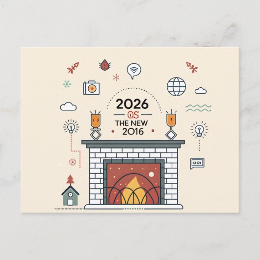 2026 Is Het Nieuwe 2016 Digitale Cultuur Vector Briefkaart (Voorkant)