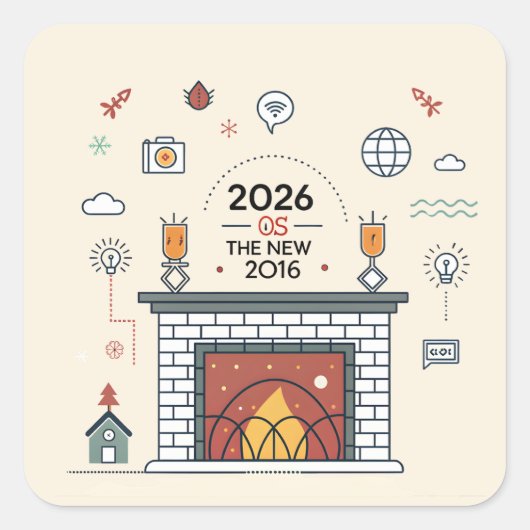 2026 Is Het Nieuwe 2016 Digitale Cultuur Vector Vierkante Sticker (Voorkant)