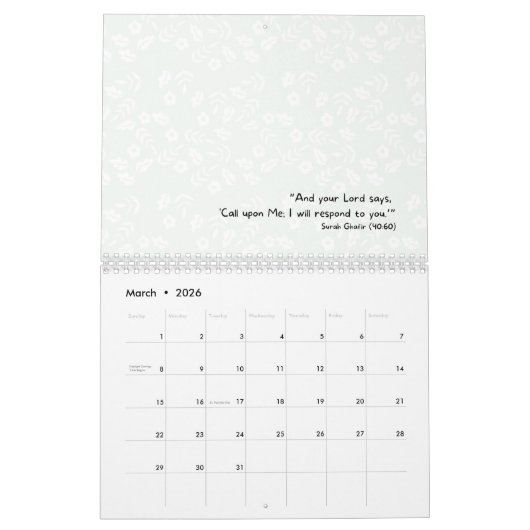 2026 Islamic Calendar with Quran Quotes Kalender (Mar 2026)