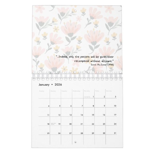2026 Islamic Calendar with Quran Quotes (small) Kalender (Jan 2026)