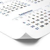 2026 Jaar Maandelijkse Muur Kalender Alle Dagen Poster (Hoek)