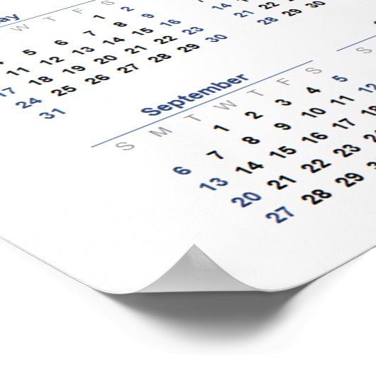 2026 Jaar Maandelijkse Muur Kalender Alle Dagen Poster (Hoek)