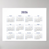 2026 Jaar Maandelijkse Muur Kalender Alle Dagen Poster (Voorkant)