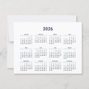 2026 Jaar Maandkalender Alle dagen Briefkaart