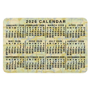 2026 Jaar Maandkalender Antieke Kaart Groot Letter Magneet