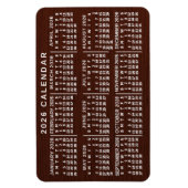 2026 Jaar Maandkalender Bruine Houtstructuur Eenvo Magneet (Verticaal)