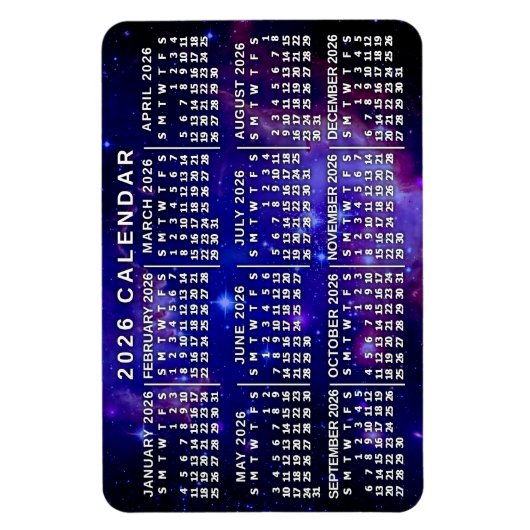 2026 Jaar Maandkalender Buitenruimte Nevel Magneet (Verticaal)