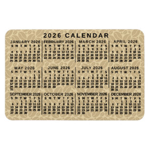 2026 Jaar Maandkalender Licht Coffee Beans Magneet
