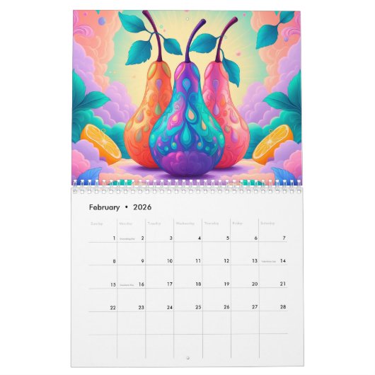 2026 jaar met vruchten Kalender (Feb 2026)