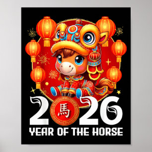 2026 Jaar Paard Chinese Nieuwe Illustratie Poster