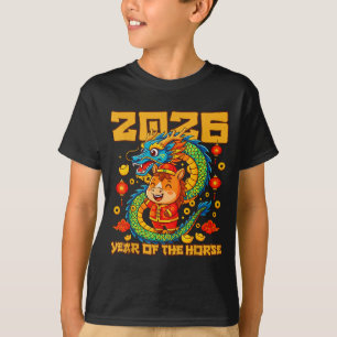 2026 Jaar Paard Draak Gelukkig Chinees Nieuwjaar T-shirt