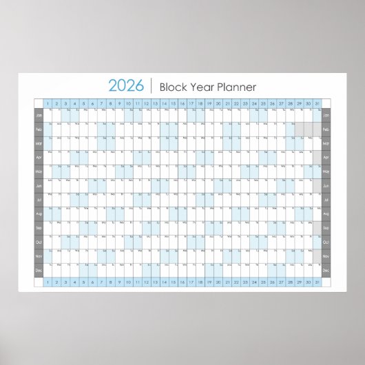 2026 Jaar Planner Horizontale Kalender Poster (Voorkant)