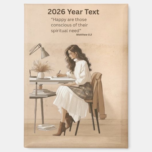2026 Jaar Tekst Lettertype Schrijven Magneet (Voorkant)
