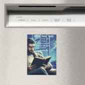 2026 Jaar Tekst Man Lezen Magneet (Insitu (Vaatwasser))