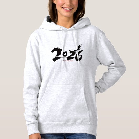 2026 Jaar van het Paard Borstel Kunst Hoodie (Voorkant)