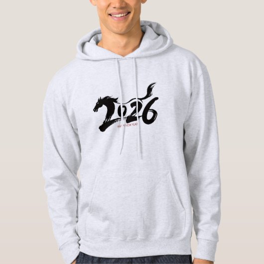2026 Jaar van het Paard Borstel Kunst Hoodie (Voorkant)