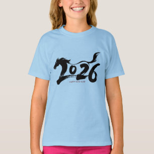 2026 Jaar van het Paard Borstel Kunst T-shirt