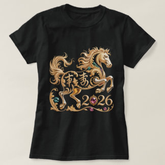 2026 Jaar van het Paard Chinees Nieuwjaar Gouden H T-shirt
