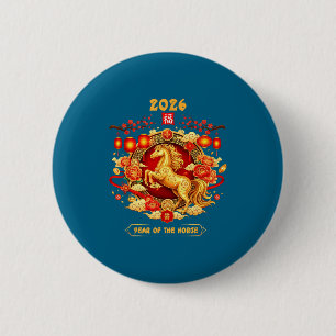 2026 Jaar Van Het Paard Chinese Zodiakale Kunst  Ronde Button 5,7 Cm