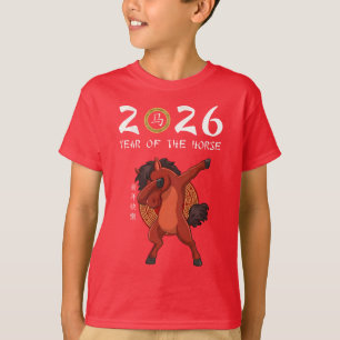 2026 Jaar van het Paard Dabbing Pony Chinees Nieuw T-shirt