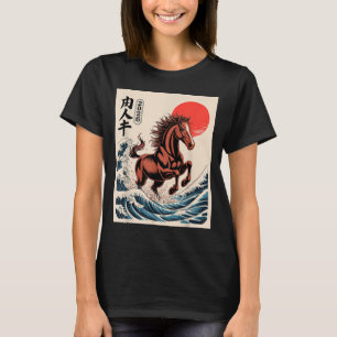 2026 Jaar Van Het Paard Japanse Golf Art Maan Nieu T-shirt