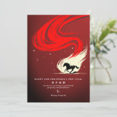 2026 Jaar van het Paard Maankalender Nieuwjaarsroo Feestdagenkaart (Staand voorkant)