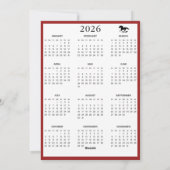 2026 Jaar van het Paard Maankalender Nieuwjaarsroo Feestdagenkaart (Achterkant)