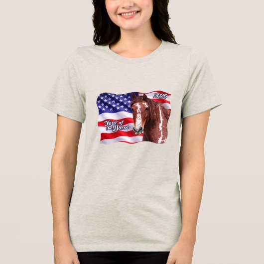 2026 Jaar van het Paard Tri-Blend Shirt (Voorkant)