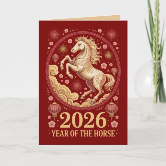 2026 Jaar van het Paard Wenskaarten Kaart (Voorkant)