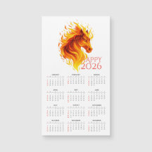 2026 Jaar van het Vuurpaard Magnetische Kalender