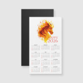 2026 Jaar van het Vuurpaard Magnetische Kalender (Voorkant / Achterkant)