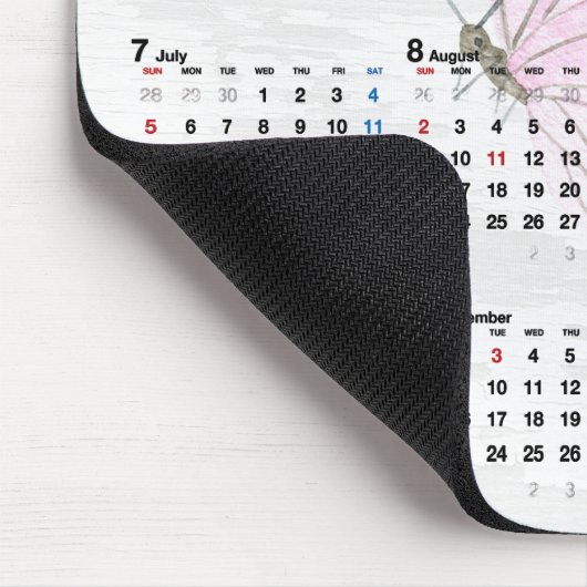2026 Jaarkalender en Roze Vlinder  Muismat (Hoek)
