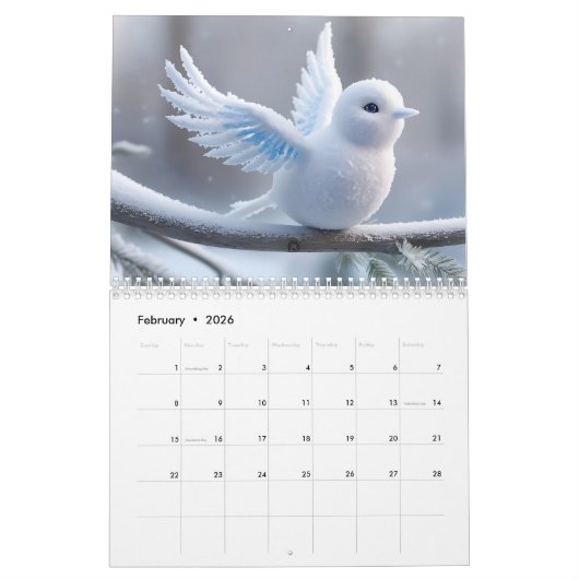 2026 jaarkalender met vogels Kalender (Feb 2026)