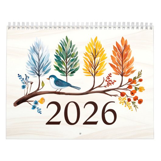 2026 jaarkalender met vogels Kalender (Hoes)