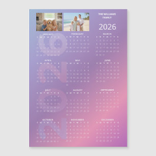 2026 Jaarkalender Roze Blauwe Gepersonaliseerde Fo