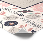 2026 Jaarkalender Roze Grijs Botanisch Poster (Hoek)