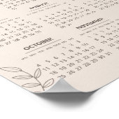 2026 Jaarlijkse Kalender Bloemige Lijnkunst Minima Poster (Hoek)