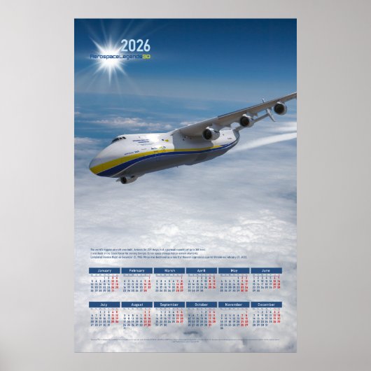 2026 Jaarlijkse wandkalenderposter Poster (Voorkant)