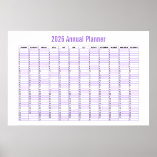 2026 Jaaroverzicht Wandplanner Kalender Poster