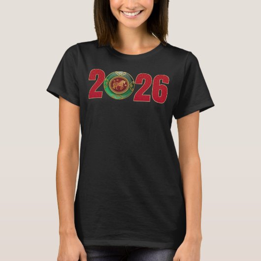 2026 Jade Chinees Nieuwjaar van het Paard T-shirt (Voorkant)