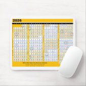 2026 Julián Date (Day-Number) Calendar Mousepad Muismat (Met muis)
