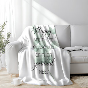 2026 JW Jaar Tekst Mattheüs 5:3 met Eucalyptus Fleece Deken