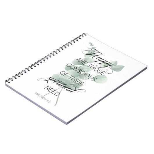 2026 JW Jaar Tekst Mattheüs 5:3 met Eucalyptus Notitieboek (Linkerzijde)